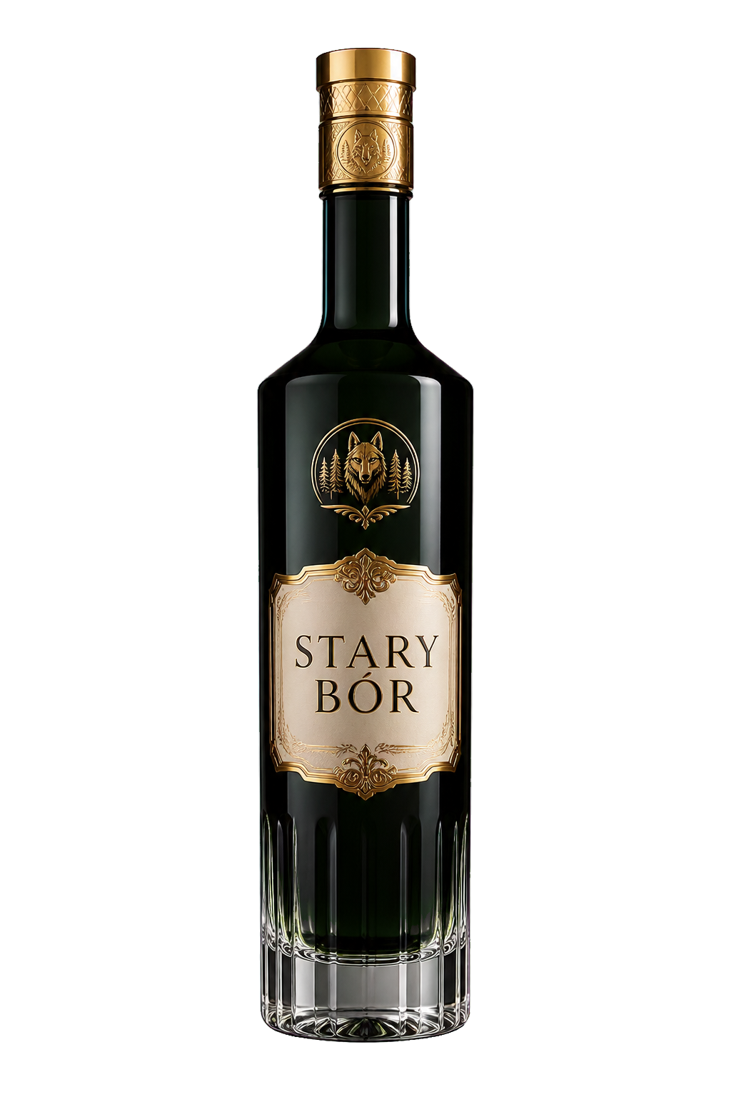 Realistic Stary Bór black glass vodka bottle